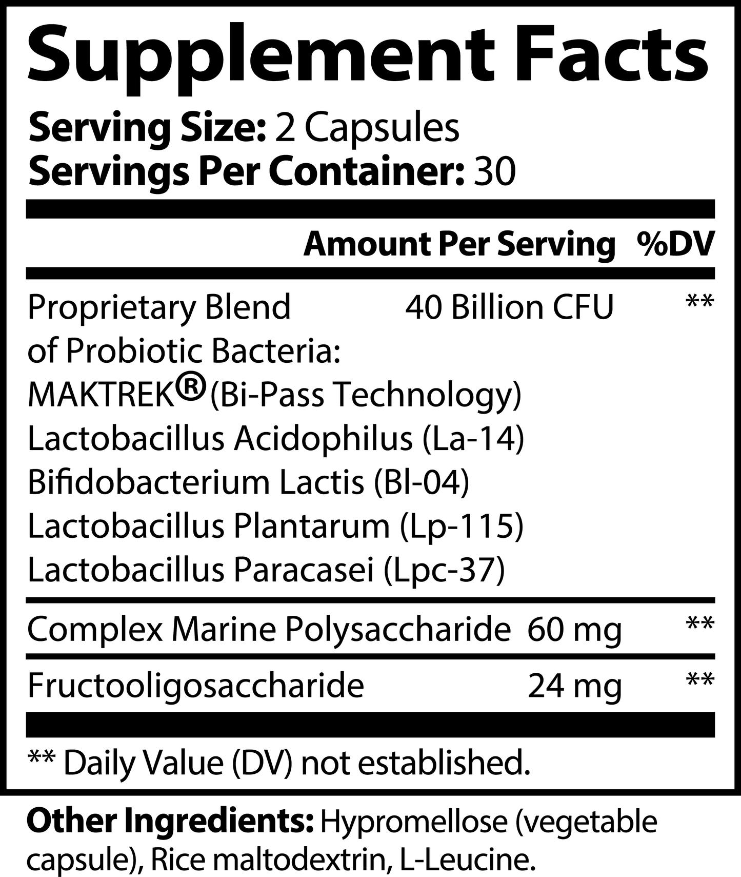 Probiotic 40 Billion with Prebiotic Vitamins